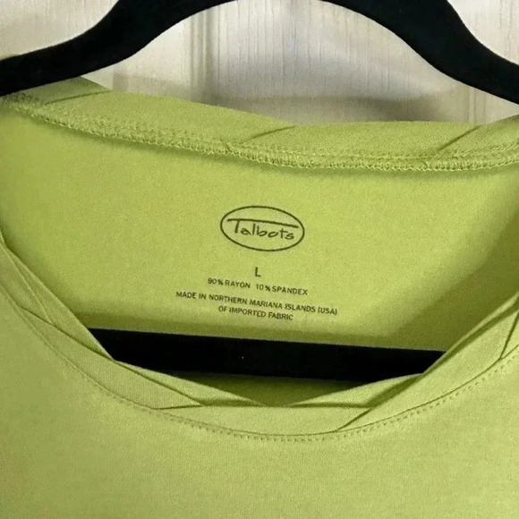 💚”Talbots” NWT Green (Chartreuse) Short Sleeved Super Soft Tee Size L💚 - Picture 5 of 9